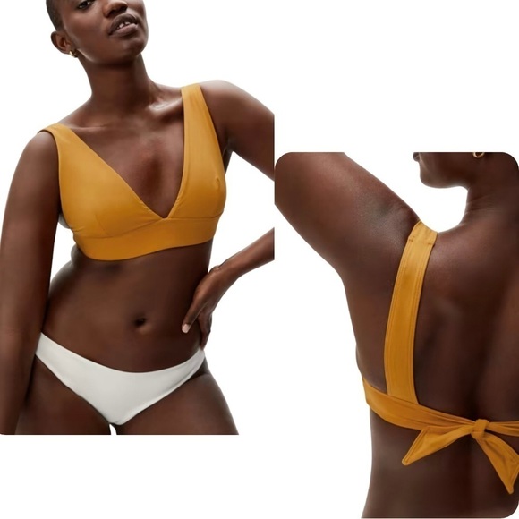 Everlane The Triangle Bikini Top in Marigold NWT SOLD OUT ONLINE - Picture 3 of 11